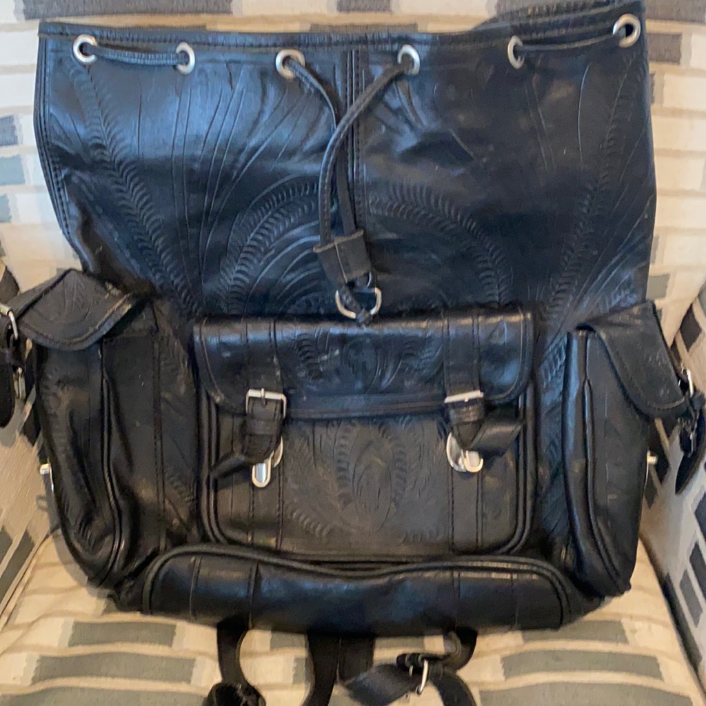 Extra Large Leather Drawstring Backpack